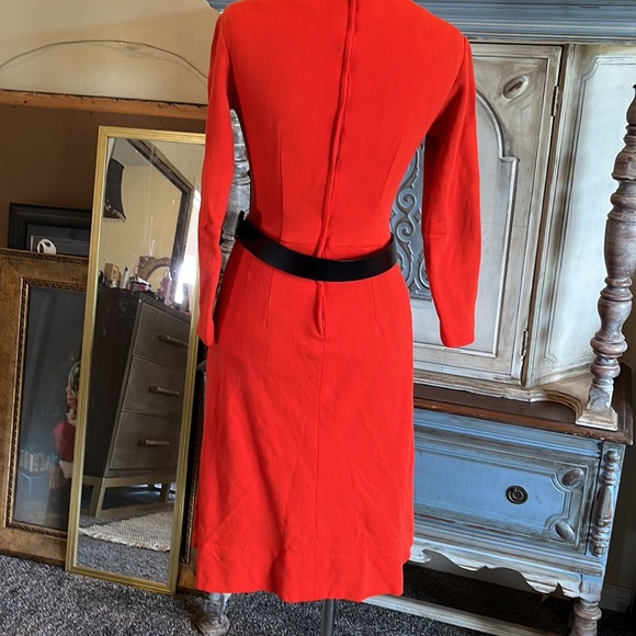 Vintage and Beautiful fall orange dress! .Material is a heavy polyester! - Picture 3 of 9
